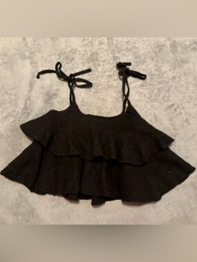 J. Crew Black Knit Top with Branded Ribbon Tag